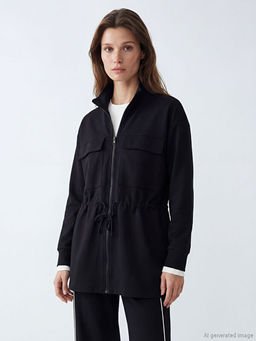 Dik Yaka Soft Touch Kad?n Fermuarl? Sweatshirt