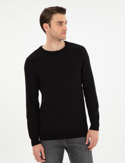 Siyah Slim Fit Bisiklet Yaka Triko Kazak - Pierre cardin фото 3