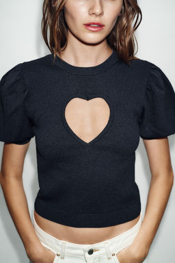 KNIT JUMPER WITH HEART CUT-OUT - Zara фото 5
