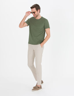 Bej Slim Fit Kanvas Pantolon
