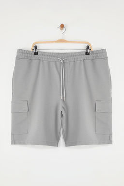 TRENDYOL MAN Buyuk Beden Gri Oversize/Genis Kesim Gizli Kordon Lastik Bel Kargo Cep Etiketli Sort TMNSS25AP00005 - Trendyolmilla фото 2