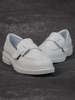 03-PDJ71-3 LT. GRAY Лоферы женские (натуральная кожа)