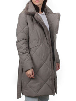 309 GRAY Пальто зимнее стеганое женское (200 гр. холлофайбер, натуральная норка) - Fashion фото 6