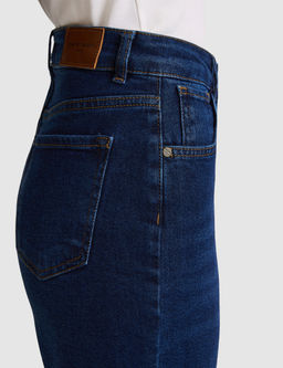 Koyu Mavi Mom High Waist Fit Jean Pantolon