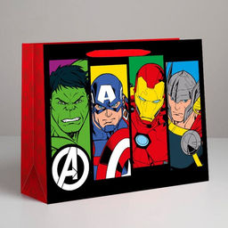 Пакет подарочный крафт «С днём Рождения», 40×31×11.5 см, Мстители