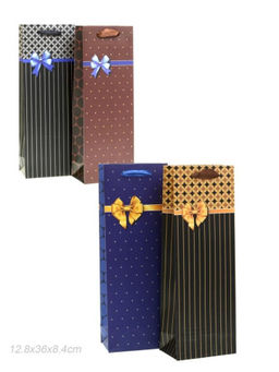 Цена за 12 шт. Пакет подарочный 12,8x36x8,4 / 24083 /уп 12/960/под бутылку