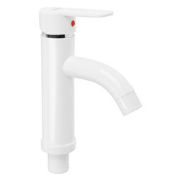 Смеситель для раковины ZEIN Z3651, однорычажный, высота излива 8 см, ABS-пластик, белый