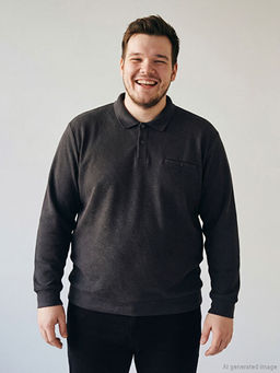 B?y?k Beden Polo Yaka Erkek Sweatshirt