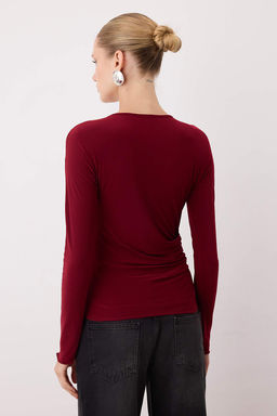 Haki Duz Kare Yaka Uzun Orme Sandy Party Bluz TPRAW26BZ00016 - Trendyolmilla фото 10