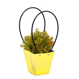 Цена за 10 шт. Сумка для цветов Золото, влагостойкая, 12 x 12 - 8 x 8 - 12,5 см