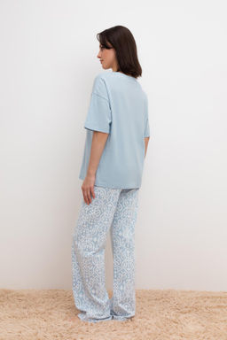 VERY NEAT _ Е 40046/голубой,кружевной узор брюки жен фото 2