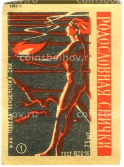 Этикетка спичечная Родословная спички №1 фабрика Победа