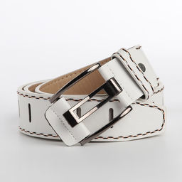 Ремень женский, ширина 3,5 см, люверсы, пряжка металл, винт, цвет белый