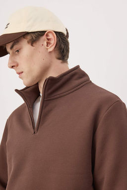 Kahverengi Regular/Normal Kesim Dik Yaka Ici Sardonlu Dokulu Sweatshirt TMNAW26SW00057 - Trendyolmilla фото 2