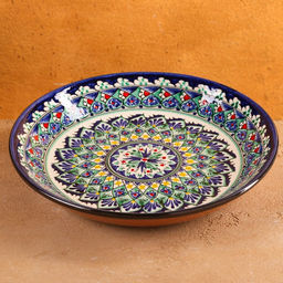 Ляган узбекский Риштанская Керамика «Узоры», d=25 см, синий