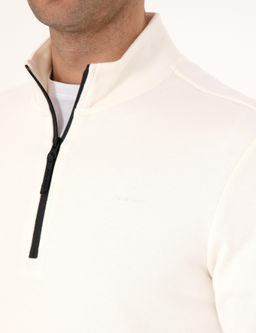 Ekru 3 _plik Regular Fit Fermuarl_ Dik Yaka Basic Sweatshirt - Pierre cardin фото 7