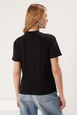 TRENDYOLMILLA Bej-Vizon 2li Paket %100 Pamuk Basic Dik Yaka Orme T-Shirt TWOSS20TS1500 фото 5