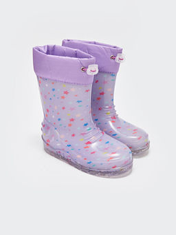 Bask?l? K?z ?ocuk Ya?mur Botu