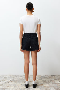 TRENDYOLMILLA Mavi Yuksek Bel Y?rt?kl? Denim Sort TWOSS22SR00030 фото 6