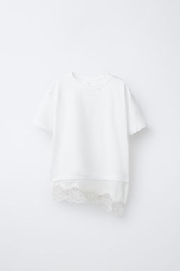 CAMISETA COMBINADA ENCAJE / Blanco
