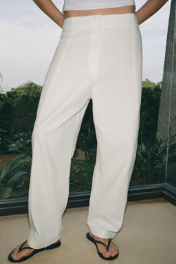 PANTAL?N CON LINO ZW COLLECTION / Blanco roto - Zara фото 8