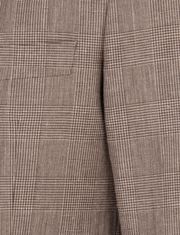 Kahverengi Slim Fit Keten Kar___ml_ Ceket