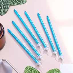 Цена за 2 шт. Свечи для торта «Классические» с подставкой, 13 см, 6 шт., голубые