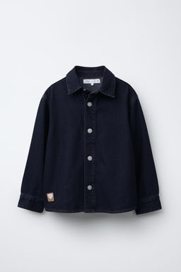 DENIM OVERSHIRT WITH LABEL - Zara фото 2