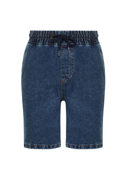 Orta Mavi Regular Beli Lastikli Kot Sort TMNSS24SR00028