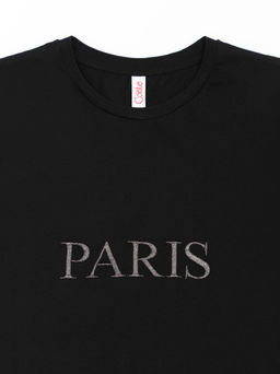 CONTE Черная футболка из мягкого хлопка с вышивкой "Paris" LD 1127 black