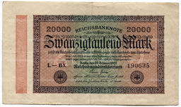 Банкнота 20000 марок 1923 года Германия