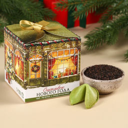 Подарочный набор Счастливого Нового года, чёрный чай с чабрецом 50 г., печенье с предсказанием 6 шт. - Фабрика счастья фото 6