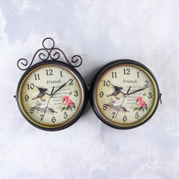 Часы настенные интерьерные «Птички», двусторонние, на подвесе, бесшумные, плавный ход, 24×40 см, циферблат d=17 см