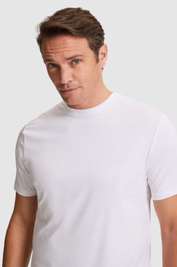 Erkek Beyaz Regular Fit Bisiklet Yaka Basic Ti__rt