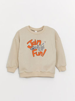 Bisiklet Yaka Uzun Kollu Bask?l? Erkek Bebek Sweatshirt