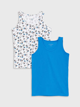 Bisiklet Yaka Bask?l? Erkek ?ocuk Atlet 2li