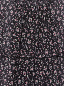 Bisiklet Yaka ?i?ekli K?z ?ocuk Elbise