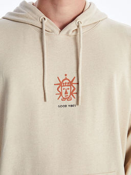 Uzun Kollu Bask?l? Erkek Hoodie