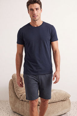 Lacivert Regular Fit Alt _izgili _ortlu Pijama Tak_m_ TMNSS22EM0013 - Trendyolmilla фото 2