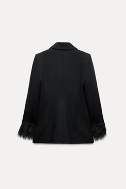 DOUBLE-BREASTED BLAZER WITH FEATHERS - Zara фото 7