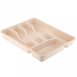 Лоток для столовых приборов пластмассовый 34х27х5см, молочный (Россия)