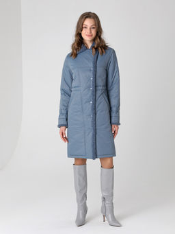 24326 Полупальто дем. серо-синий - Dizzyway фото 3