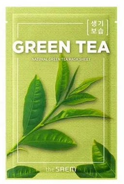 Маска на тканевой основе для лица с экстрактом зеленого чая Natural Green Tea Mask Sheet 21 мл The Saem
