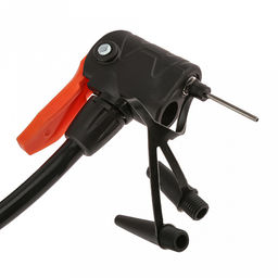 Насос велосипедный, ручной 33х12,5х3,3см, Т-образная ручка с фиксатором шланга, складная металлическая подножка, двойная насадка под авто- и велониппели, три адаптера, длина шланга 39см, алюминий/пластик, в пакете на картоне (Китай) - Домашняя мода фото 5