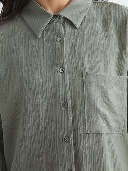 Dokulu Oversize Kad?n G?mlek Tunik