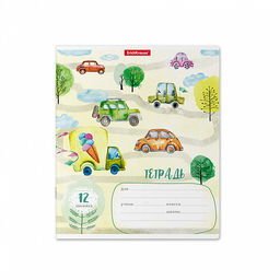 Цена за 280 шт. Тетрадь школьная ученическая ErichKrause Автопарк, 12 листов, линейка (в плёнке по 10 шт.) фото 7