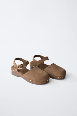 SPLIT LEATHER CLOGS - Zara фото 2
