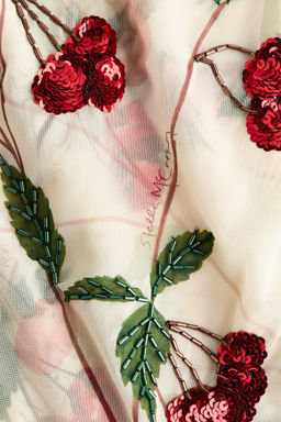 Vestido de tubo en malla con estampado de cerezas - H&m фото 3