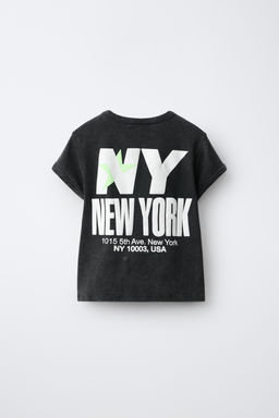 CAMISETA ACID WASH ESTAMPADO ESTRELLAS Y TEXTO / Gris antracita - Zara фото 3
