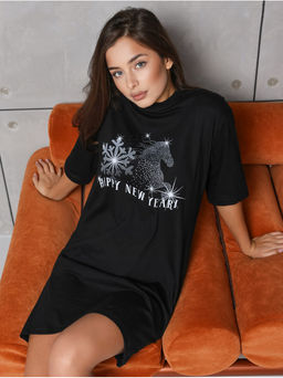 Платье домашнее "Снежинка" черный